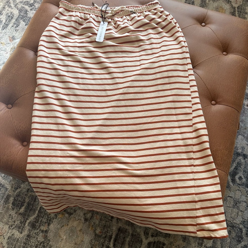 NWT Self Contrast Striped Cream and Rust Women's Skirt for Anthropologie. - Picture 2 of 3